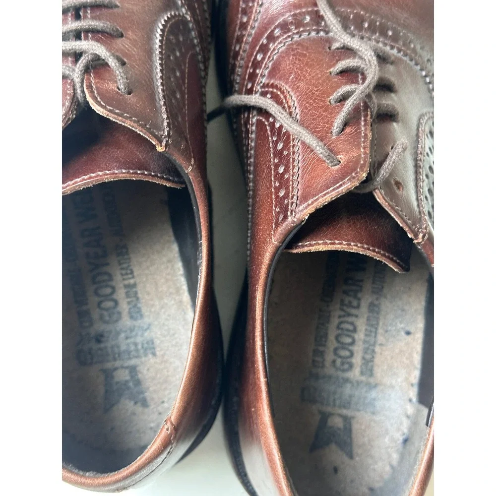 Mephisto Oxford Mens 10 Wingtip Brogue Brown Leather Goodyear Welted Portugal